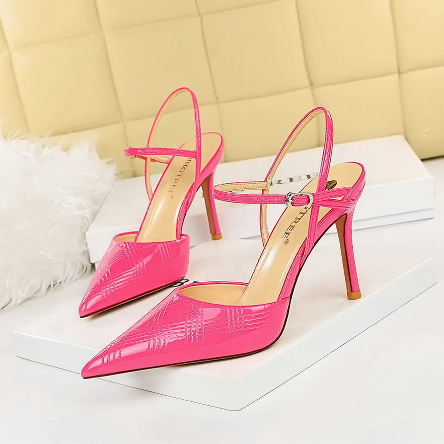 Plaid Lacquer Pointed Heels