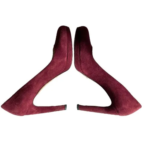 PRADA Burgundy Suede Platform Pumps, Size 39