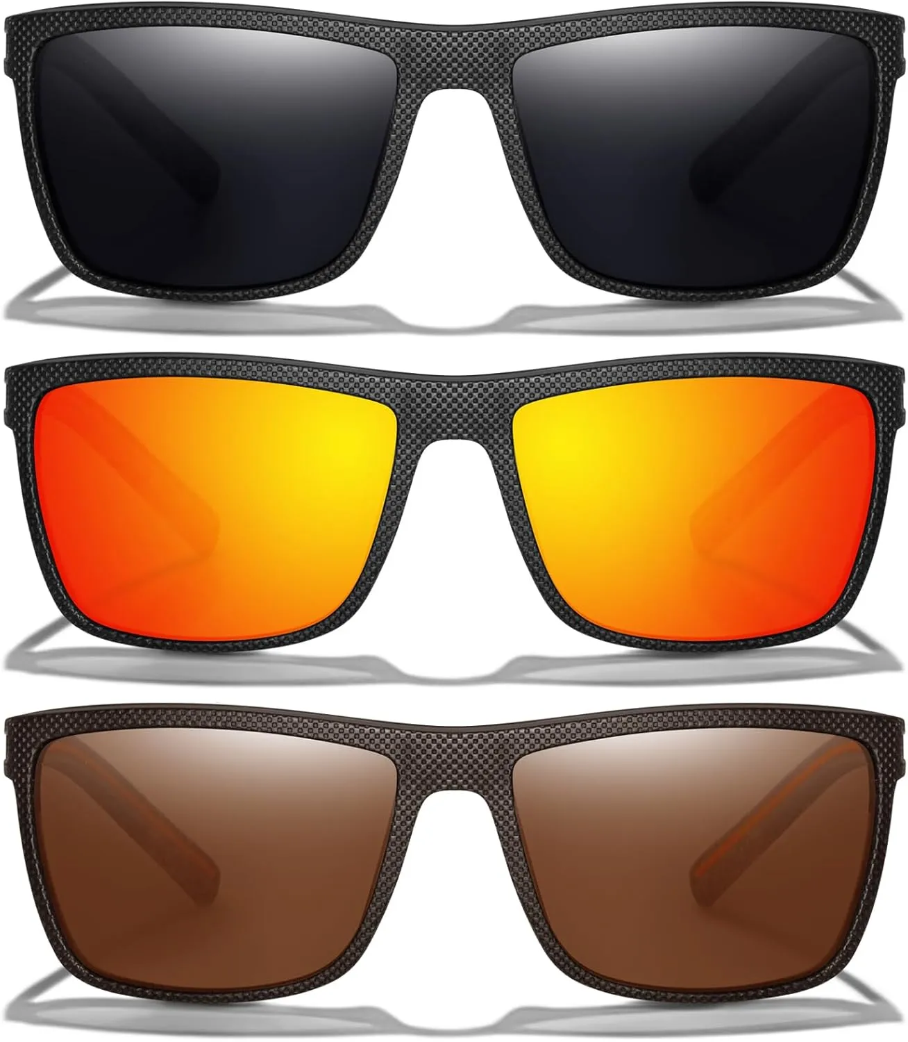 Square Polarized Sunglasses for Men Vintage Style Driving Travel Sun Glasses Lightweight Frame UV Protection Goggles