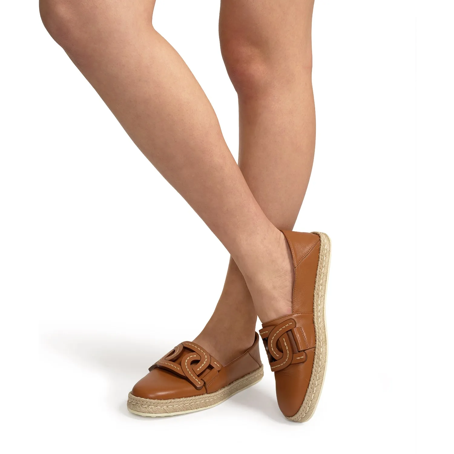 Tod's - Leather Chain Espadrilles Brown